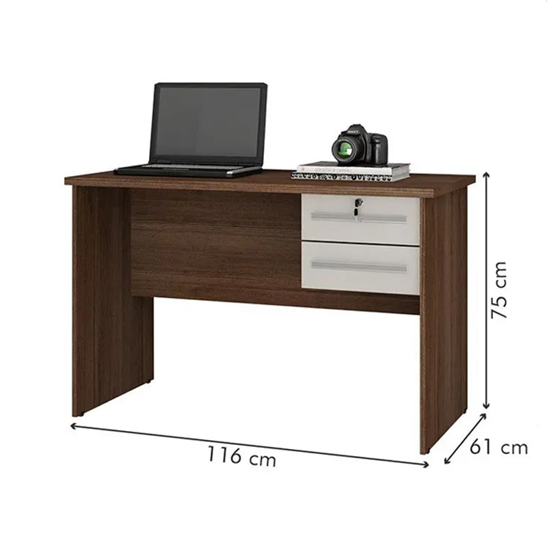 Escrivaninha Byte Chocolate/Off White Valdemóveis - Imagem 2