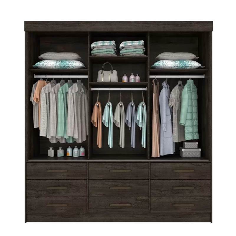 Roupeiro Chicago 3 Portas Larg. 1.99m c/Espelho Cumaru Rústico Tcil - Imagem 2