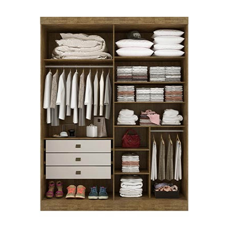 Roupeiro Da Vinci Plus 4 Portas 3 Gavetas Ypê/Off 100% MDF Larg. 1.85m D Doro - Imagem 3