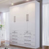 Roupeiro 4 portas Mônaco Larg. 1.60m Branco D'Doro