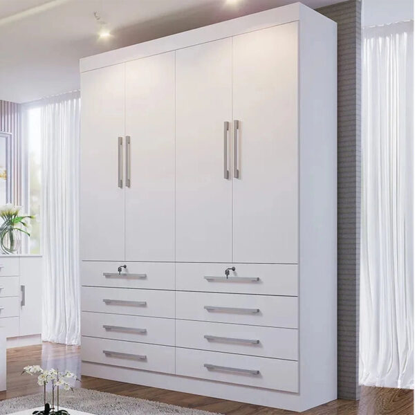 Roupeiro 4 portas Mônaco Larg. 1.60m Branco D'Doro