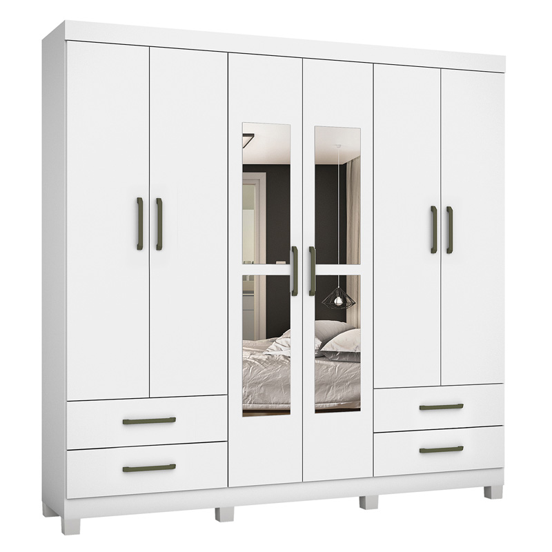 Roupeiro Hércules 06 Portas 04 Gavetas Branco Carioca