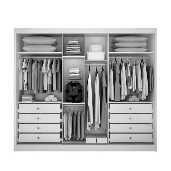 Alternative view of Roupeiro 3 Pts 8 Gav. Sollo Plus c/Espelho 100% MDF Cumaru/Fendi Larg. 2.73m Novo Horizonte