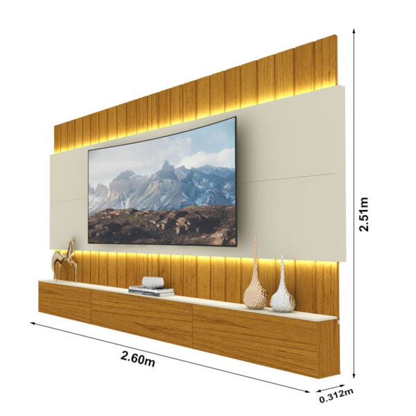 Alternative view of Home Suspenso Soberano Ripado Larg. 2.60m C/LED Naturale/Off Gelius