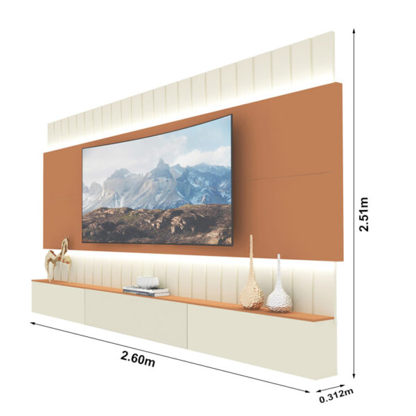 Alternative view of Home Suspenso Soberano Ripado Larg. 2.60m C/LED Off/Terracota Gelius