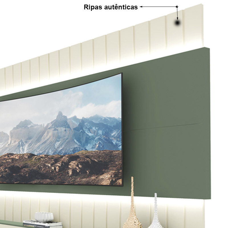 Home Suspenso Soberano Ripado Larg. 2.60m C/LED Off/Verde Floresta Gelius - Imagem 3