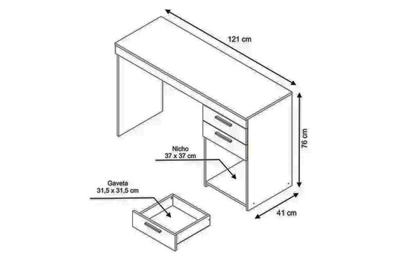 Mesa Office NT 51015 Com 2 Gavetas Preto Notável - Imagem 2