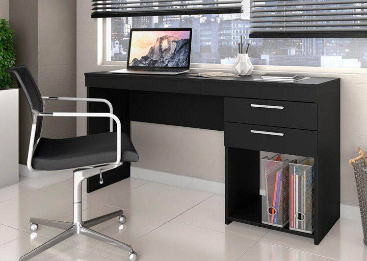 Mesa Office NT 51015 Com 2 Gavetas Preto Notável