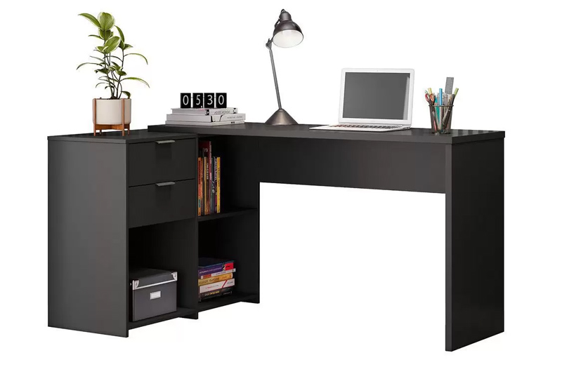Mesa Office NT 2060 Com 2 Gavetas Preto Notável - Imagem 4