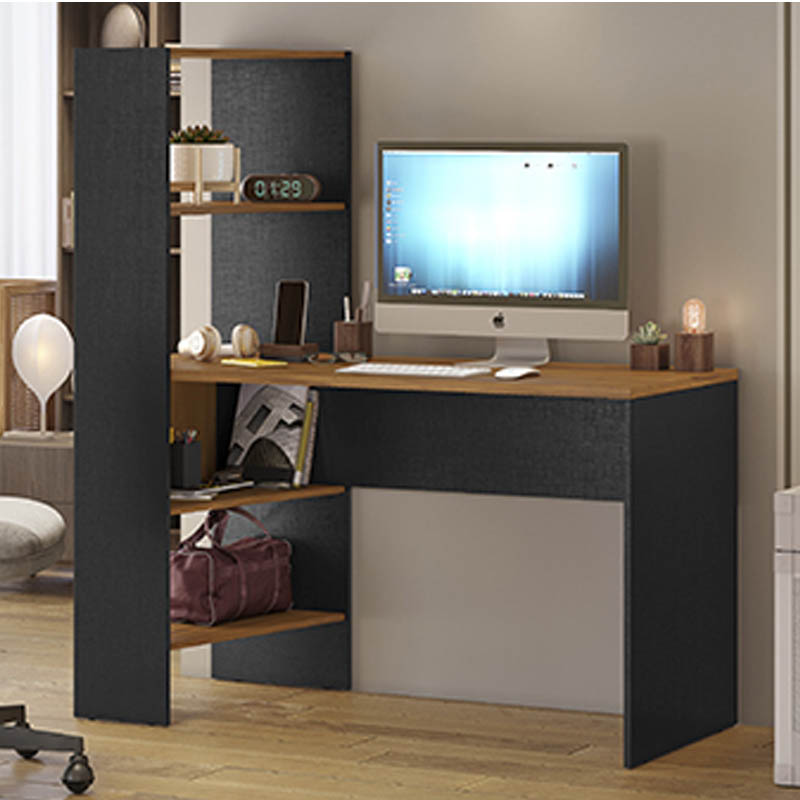 Mesa Office NT 2105 C/Estante Integrada Freijó/Preto - Notável