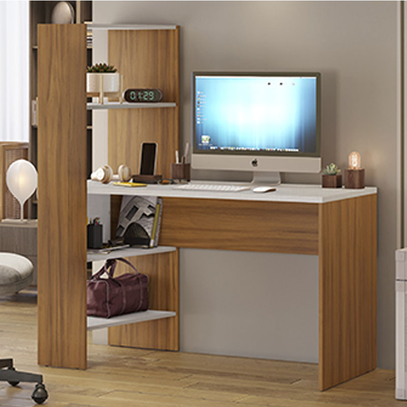 Mesa Office NT 2105 C/Estante Integrada Off White/Freijó - Notável