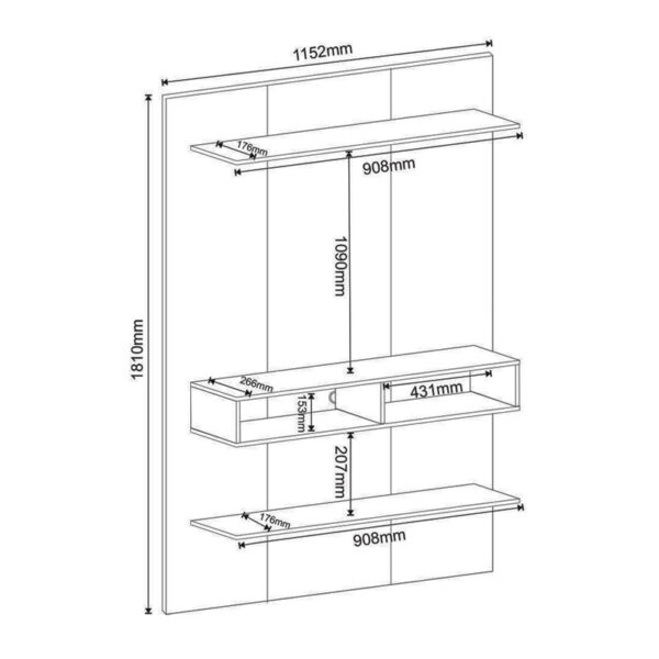 Alternative view of Painel Byte Delta para TV até 43 Polegadas Mel/Off White Viero