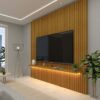 Painel Nobre Ripado 100% MDF C/LED Larg. 1.85m TV até 75″ Naturale Gelius