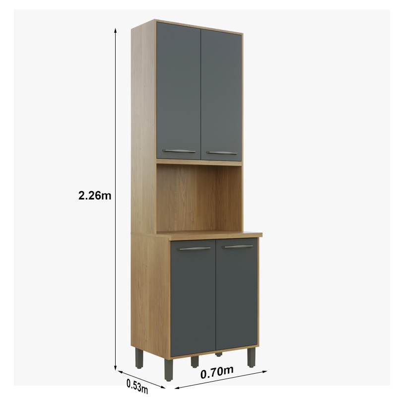 Paneleiro Áustria 4 Portas com Nicho Cinamomo/Grafite Valdemoveis - Imagem 2