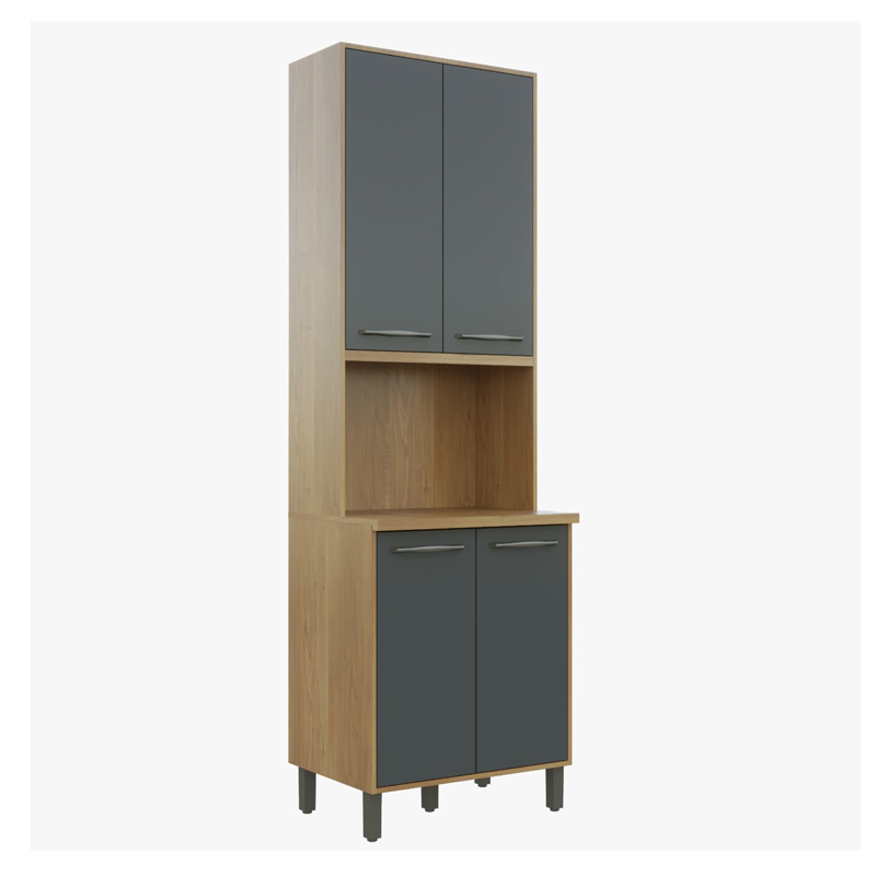 Paneleiro Áustria 4 Portas com Nicho Cinamomo/Grafite Valdemoveis