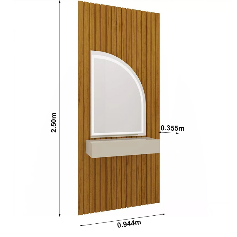 Penteadeira Realeza Ripada Larg. 0.94m C/ Espelho e LED Naturale/Off Gelius - Imagem 4