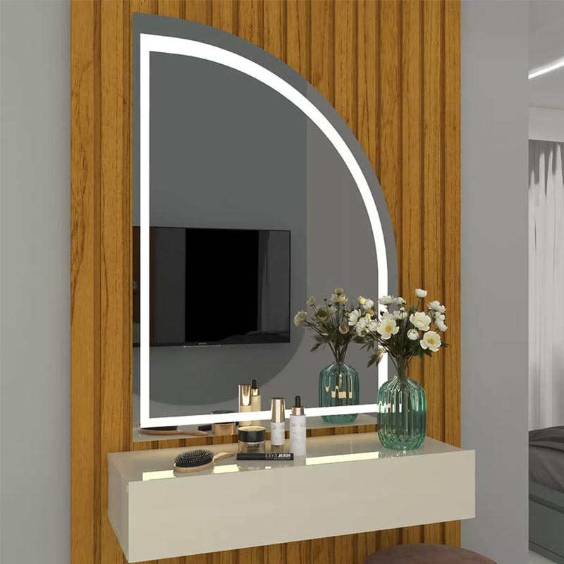 Penteadeira Realeza Ripada Larg. 0.94m C/ Espelho e LED Naturale/Off Gelius - Imagem 5