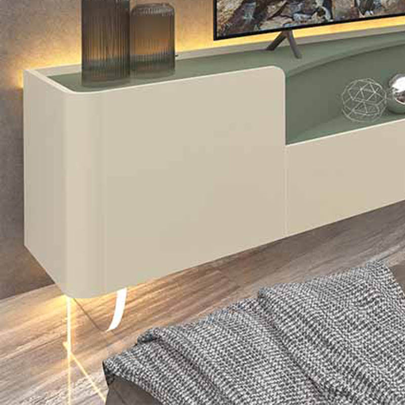 Rack Infinity 100% MDF Larg. 2.30m C/ Pés de Vidro Off/Verde Floresta Gelius - Imagem 3