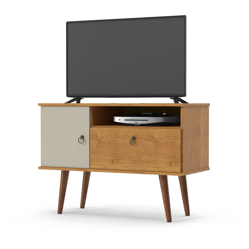 Rack +Painel Yan Larg. 0.90m Cinamomo/Off White Patrimar - Imagem 5