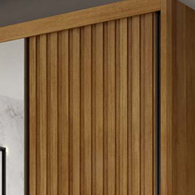 Roupeiro Canastra 3 Portas C/1Espelho 100% MDF Ripado Larg. 2.41m Cumaru - Novo Horizonte - Imagem 4