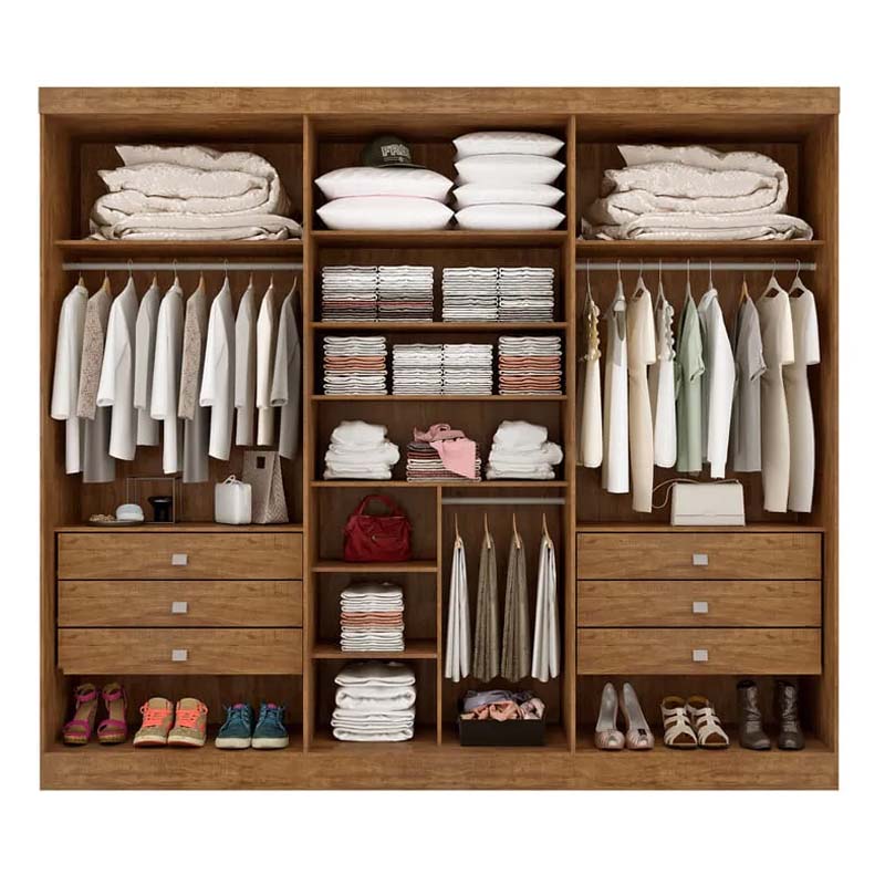 Roupeiro 6 Portas Da Vinci Plus 100% MDF Cinamomo/Off Ripado - D doro - Imagem 2