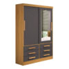 Roupeiro Meridian Plus 2 Portas 6 Gavetas Cinamomo/Grafite Larg. 1.35m D Doro