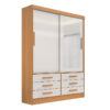 Roupeiro Meridian Plus 2 Portas 6 Gavetas Cinamomo/Off White Larg. 1.35m D Doro