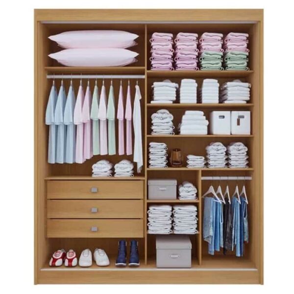 Alternative view of Roupeiro Santorini C/Detalhe Ripado 100% MDF 2 Portas Larg. 1.85m Cinamomo/Off DDoro