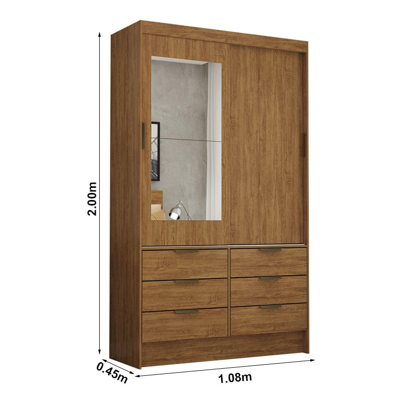 Roupeiro 2 portas Sevilha Larg. 1.08m Freijó Carioca - Imagem 3