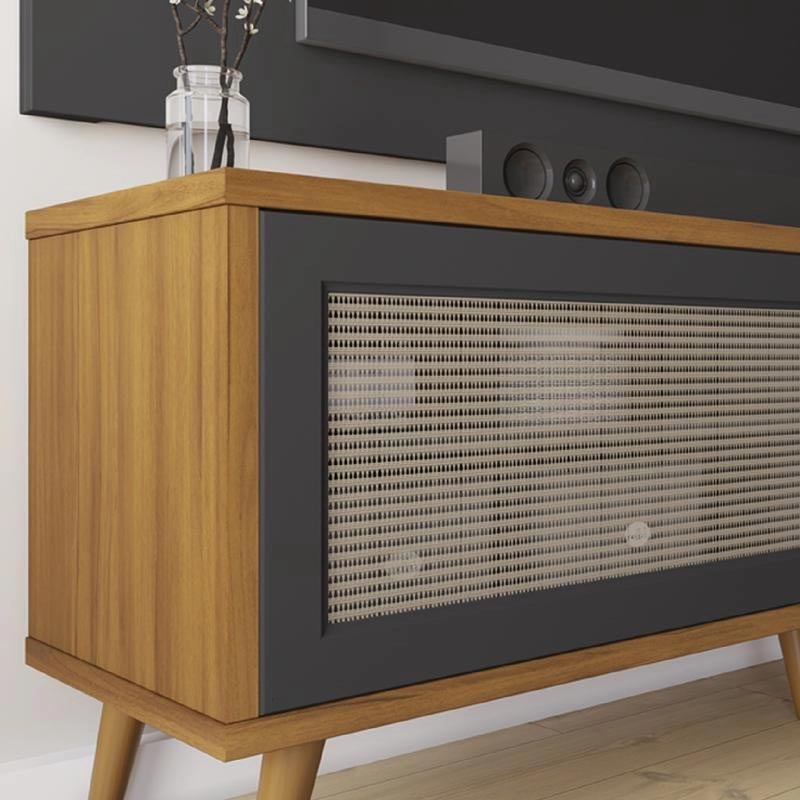 Rack Bancada NT 1175 Larg.1.63m para TV até 60 Polegadas Freijó/Preto Notável - Imagem 5