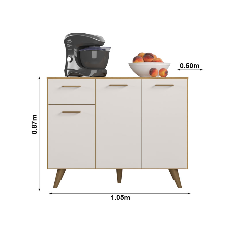 Armário Cozinha Olinda 4 Peças Paneleiro + Aéreo 1.05m + Balcão e Aéreo de Geladeira Freijó/Off Poliman - Imagem 4