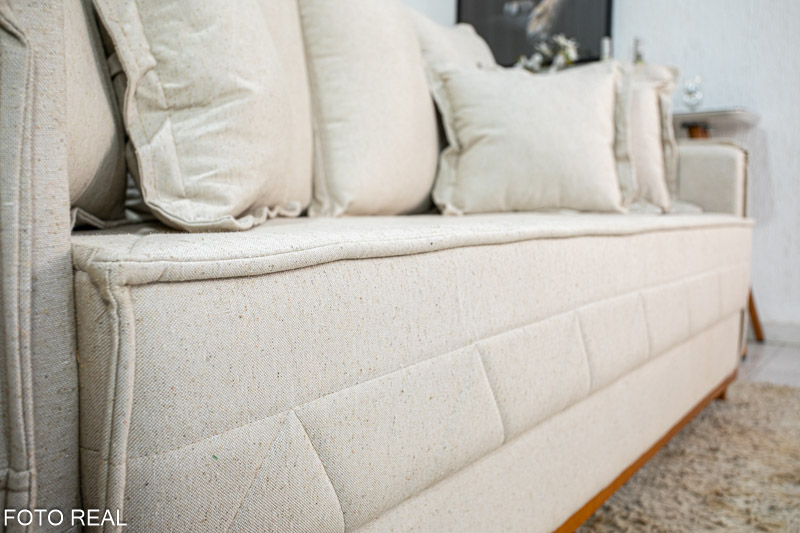 Sofá 3 lugares Vican Larg. 2.00m Linho Bege 5044 Molas Bonnel - Imagem 3