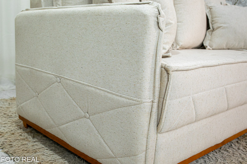 Sofá 3 lugares Vican Larg. 2.00m Linho Bege 5044 Molas Bonnel - Imagem 5