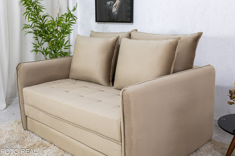 Sofá Cama Noronha larg. 1.57m Veludo Bege 563 - Imagem 4