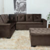 Sofá Canto 5 lugares com Puff Alemanha Veludo Marrom A17