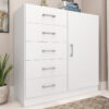 Cômoda 5 Gavetas 1 Porta Miami Branco CO801 Fellicci
