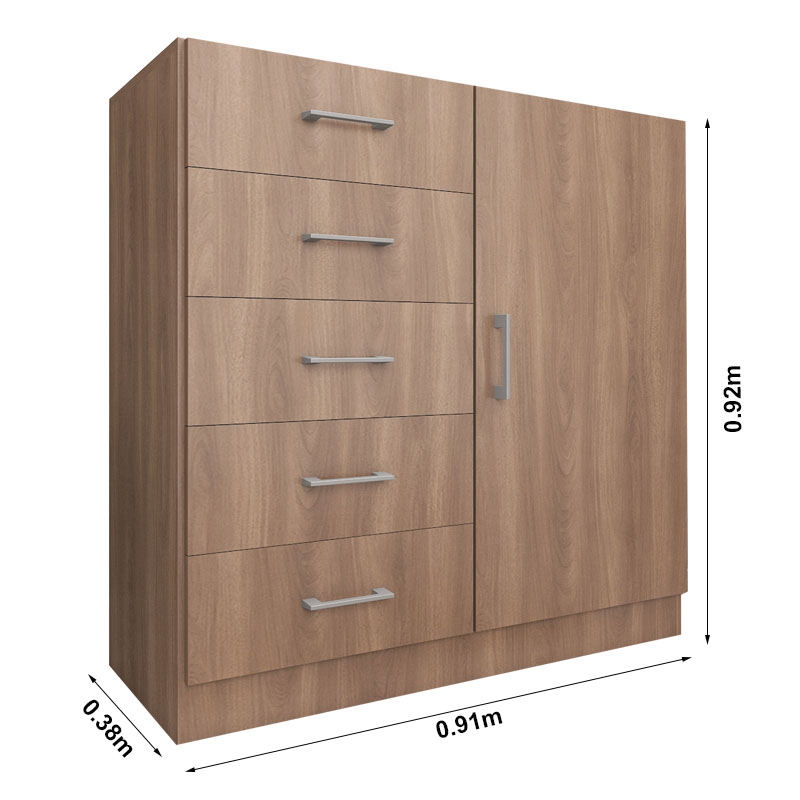 Cômoda 5 Gavetas 1 Porta Miami Manchester CO801 Fellicci - Imagem 2