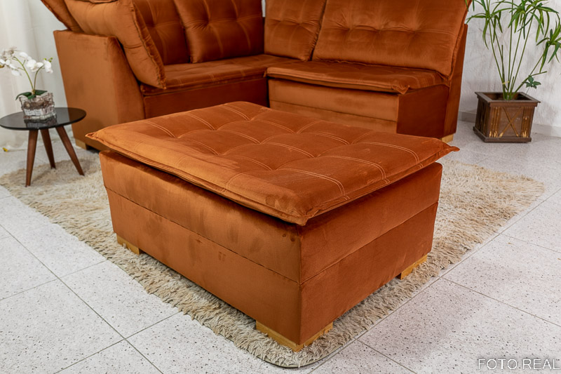 Sofá de Canto Vênus Veludo 3 em 1 Terracota 549 - Imagem 5