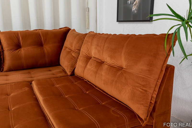 Sofá de Canto Vênus Veludo 3 em 1 Terracota 549 - Imagem 6