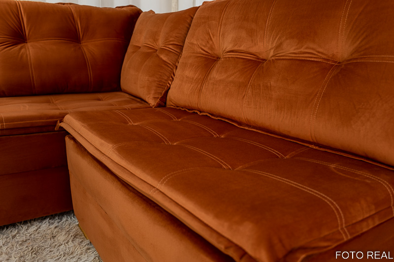 Sofá de Canto Vênus Veludo 3 em 1 Terracota 549 - Imagem 7