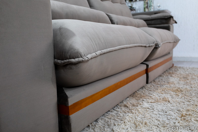 Sofá Retrátil Reclinável Ibis 2.30m Veludo Cinza 813 – D33 e Molas Ensacadas - Imagem 6