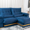 Sofá Retrátil Reclinável Ibis 2.30m Veludo Azul 800 - D33 e Molas Ensacadas