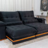 Sofá Retrátil Reclinável Ibis 2.50m Veludo Preto 820 - D33 e Molas Ensacadas
