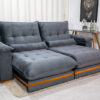 Sofá Retrátil Reclinável Ibis 2.50m Veludo Cinza 814 - D33 e Molas Ensacadas