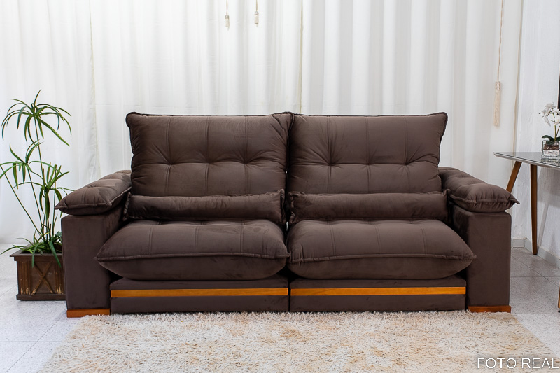 Sofá Retrátil Reclinável Ibis 2.50m Veludo Marrom 815 - D33 e Molas Ensacadas - Imagem 5