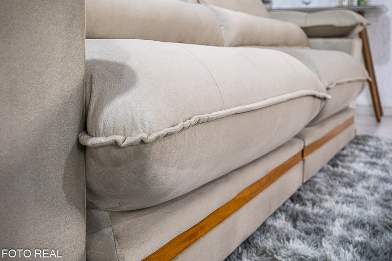 Sofá Retrátil Reclinável Ibis 2.50m Veludo Bege 818 - D33 e Molas Ensacadas - Imagem 6