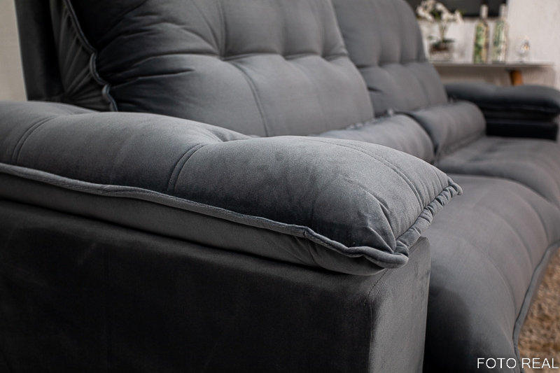 Sofá Retrátil Reclinável Ibis 2.50m Veludo Cinza 814 - D33 e Molas Ensacadas - Imagem 8