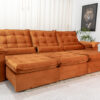Sofá Retrátil Reclinável 3.20m Emanuelly Veludo Terracota 24 - D28 Soft