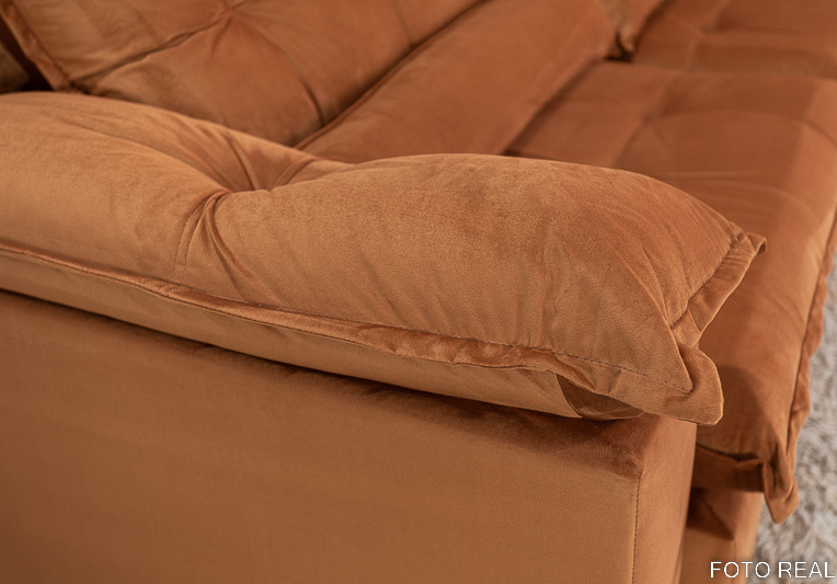 Sofá Retrátil Reclinável 3.20m Emanuelly Veludo Terracota 24 - D28 Soft - Imagem 7