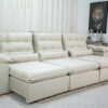 Sofá Retrátil Reclinável 3.20m Emanuelly Veludo Bege 01 - D28 Soft